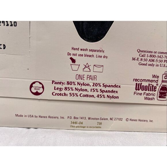 Hanes Silk Reflections Pantyhose Jet Size CD Style 718 Reinforced Toe Vintage - Picture 4 of 5
